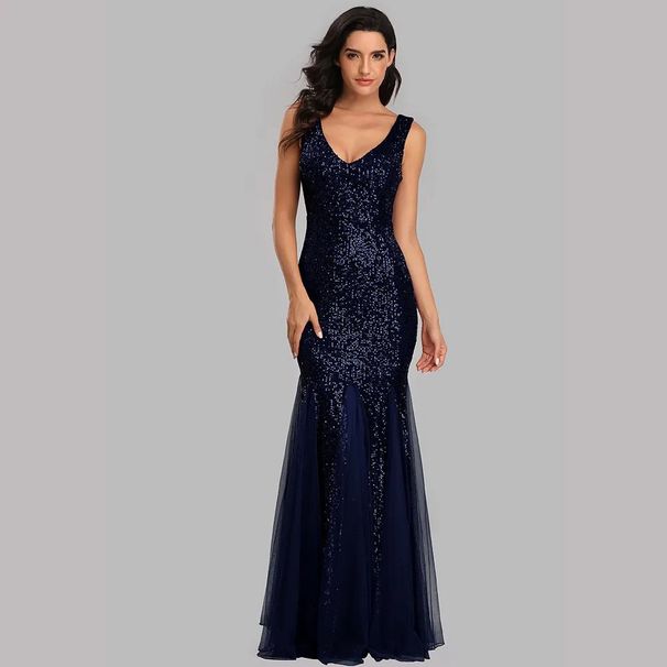 Women's Clothing Sequined Toast Dress Bride Red Fishtail Slim Banquet Evening Dress_ecoleips.com