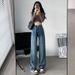 Women's Slim Wide-Leg Jeans, New Spring/Summer Style, Loose Casual High-Waisted, Draped, Versatile, Slimming,_ecoleips.com
