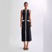 Summer New Knitted European And American Women's Round Neck Sleeveless Button Fashion Sexy Slim Long Dress_ecoleips.com