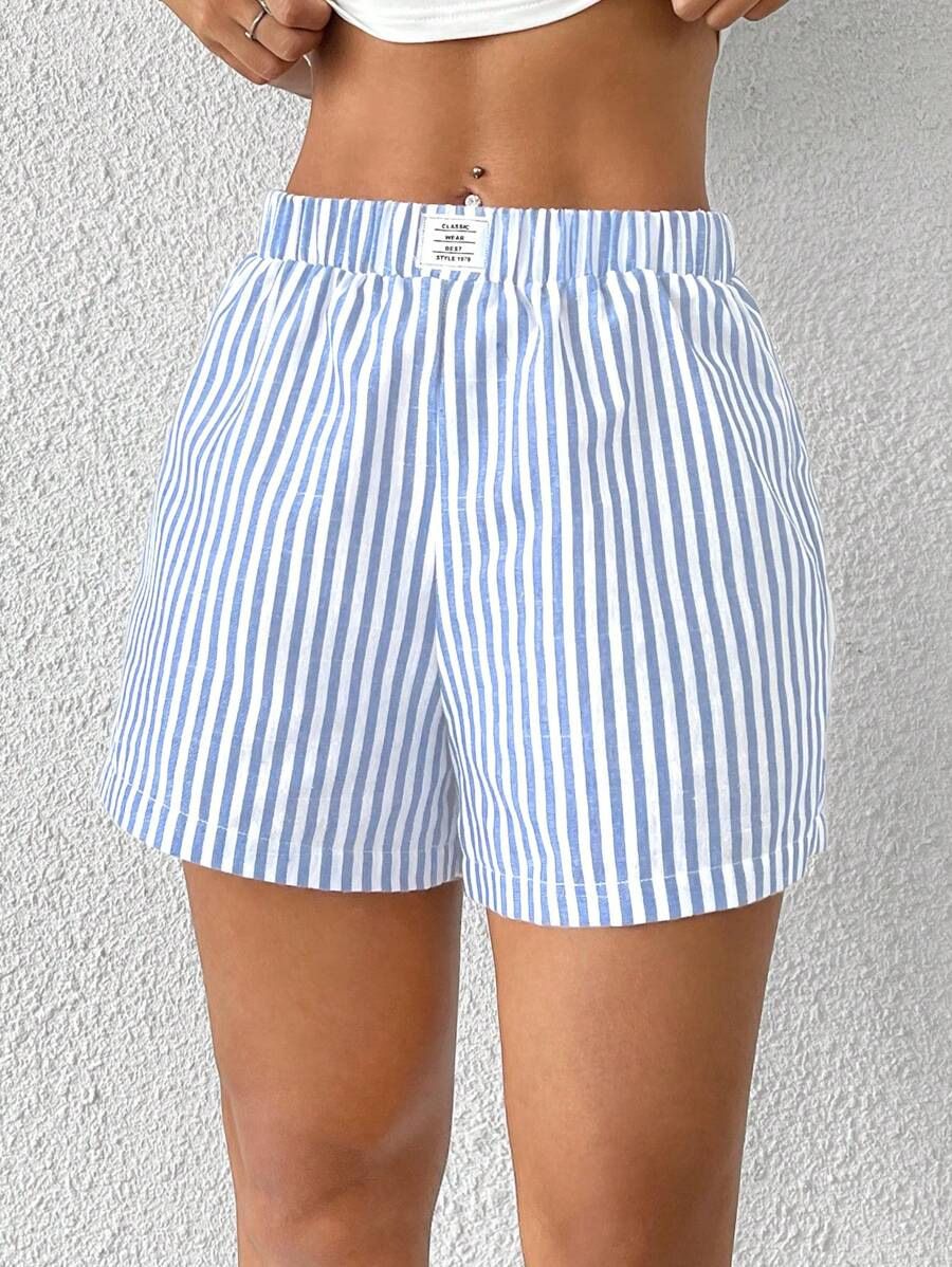 New Women's Spring And Summer Casual High Waist Striped Loose Lazy Style Shorts Fashionable Outer Wear Pants_ecoleips.com