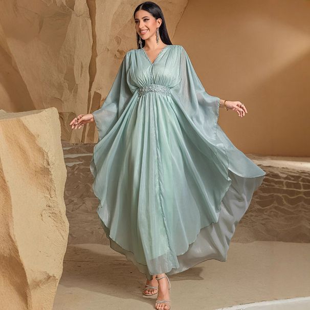 Women's Clothing New Sakura Pink Hand Sewn Three Dimensional Flower Robe Fashion Temperament Travel Photography Dress_ecoleips.com
