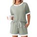 European And American Style Women's Pajama Set Solid Color Ribbed Short Sleeved Home Wear Summer New 2026_ecoleips.com