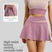 Women's Color Block Sports Skirt Nude Feel Faux Two Piece Running Fitness Yoga Short Anti Exposure Skirt_ecoleips.com