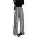 Autumn Winter Fashion Lazy Feel Striped Retro Loose Slimming Casual Wide-Leg Pants For Women With Fleece And_ecoleips.com