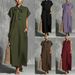 Bohemian V-Neck Belted Summer Dress – Oversized Flowy Midi Dress In Solid Colors (S-XXXL)_ecoleips.com