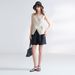 100% Linen V-Neck Vest For Women - Short Sleeveless Tank Top With Waist Tie, French Minimalist Style, Natural & Black_ecoleips.com