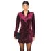Women's Velvet Blazer Dress Set – Elegant Loose Fit Suit Dress With Jacket & Skirt (Black/Dark Green/Burgundy)_ecoleips.com