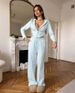 Women's Sexy Two Piece Set Solid Color Long Sleeved Zipper Cardigan And Lace Up Trousers Casual_ecoleips.com