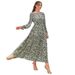 2023 Autumn European And American Cross-Border Floral Print Casual Outdoor Round Neck Long Sleeve Elegant Dress_ecoleips.com