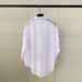 Women's Striped Loose Fitting Long Sleeved Shirt Pink Tie Waist Design Fashionable Casual Top_ecoleips.com