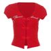Women's Street Style Short T-Shirt Top Letter Print Button Hollow Out Detail Autumn New Fashion Hot Girl_ecoleips.com