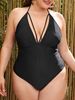 2026 Large Plus Size Halter Swimsuit Women One Piece Floral Printed Swimwear Female Bathers Bathing Swimming Swim Suit Beachwear_ecoleips.com