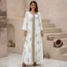 New Muslim Women's Evening Dress Flower Hot Stamping Robe_ecoleips.com
