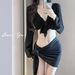 Women's Four Piece Bikini Set Long Sleeved Sun Protective Swimsuit Slimming Sexy White Pure Alluring Two Piece for Vacation_ecoleips.com
