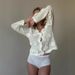 V-Neck Floral Lace Knit Top - Breathable Cotton Blend Long Sleeve Blouse For Women, Elegant & Stylish Casual Wear_ecoleips.com