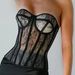 Women's Strapless Bustier Top – Lace-Up Back Corset With Peony Lace & Underwire For Sexy Outerwear_ecoleips.com