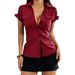 DiYun Y2K Women's Short Sleeve T-Shirt Cardigan Button Detail European American Style Fashion Shirt for Autumn/Winter Hot Girl Look_ecoleips.com