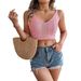 Real Shot Of 2026 Spring/summer European And American Solid Color V-neck Cable Knit Crop Top Vacation Knitwear_ecoleips.com