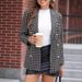 Women's Clothing Tweed Suit Jacket Casual Jacket Long Sleeve Double Breasted Front Plaid Work Clothes_ecoleips.com