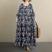 Autumn New Bohemian Casual Round Neck Long Sleeve Pleated Mom Outfit Polka Dot Dress For Women_ecoleips.com