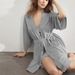 Voya Women's Simple Casual High-end Home Clothing Fashion Set Bathrobe Two-piece Set For Women_ecoleips.com