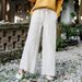 Suitable For All Seasons Solid Color Linen For Women 2025 New Style Hemmed Straight Loose Versatile Casual With Elastic Waist Wide Leg Pants_ecoleips.com