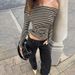 European And American Hot-Selling Color-Block Striped Asymmetrical Neck Long Sleeve T-Shirt For Women 2025 Autumn New_ecoleips.com