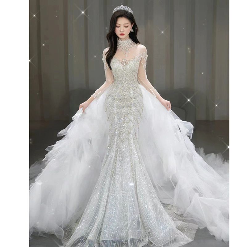 2025 New Style Mermaid Light Luxury Wedding Dress High Quality Princess Main Dress for Women's Wedding Party Wear_ecoleips.com