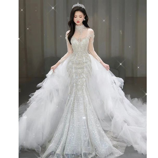 2025 New Style Mermaid Light Luxury Wedding Dress High Quality Princess Main Dress for Women's Wedding Party Wear_ecoleips.com