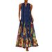 Women's Vintage Floral Print V Neck Sleeveless High Waist Flowy Maxi Dress With Pockets – Elegant Casual Gown_ecoleips.com