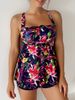 2026 Floral Printed Tankini Set Two Piece Swimsuit Short Women Drawstring Swimwear Female Bathing Suit Beachwear Swimming Summer_ecoleips.com