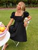 2025 Summer New Women's Square Neck Slimming Fashion Short Sleeve Dress_ecoleips.com