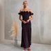 Slim Sexy Off-Shoulder Dress Style Spring/Summer Solid Color Mesh Vacation Wear_ecoleips.com