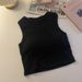 Sleeveless Round-neck Camisole Fixed Cups For Women, Featuring A Stylish Design With Patchwork Details, Built-in Chest_ecoleips.com