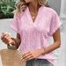 Summer Casual Lacy V-Neck Loose Short-Sleeve Shirt For Women-Versatile And Stylish_ecoleips.com