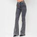 Women's Flared Jeans - High Waist Stretch Denim Pants For Casual & Office Wear (Grey, Sizes 25-32) Functional Details_ecoleips.com