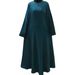 Muslim Plain Bell Long Sleeve Loose Belt Solid Color Women's Robe_ecoleips.com
