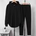 Women's Casual Hooded Lounge Set Long Sleeve Pants Two-Piece Outfit Soft Comfortable Pullover Jogger Pajamas For Home Relaxation_ecoleips.com