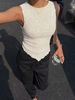 Women's Y2K Double-layer Lace Slim Shoulder Strap Vest - Asymmetrical Hem, Round Neck, Lightweight Summer Shirt,_ecoleips.com