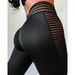 Women's Clothing Horizontal Striped Mesh High Waist Elastic Sports Running Fitness Yiwu Leggings F3P750_ecoleips.com