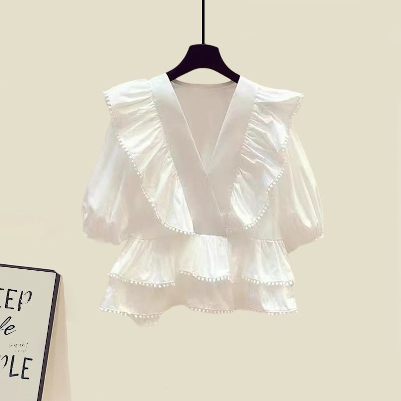 Women’s Clothing Pure desire style summer suit for women new style high end temperament ruffled shirt denim fishtail skirt two piece suit_ecoleips.com