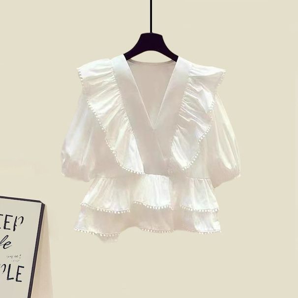 Women’s Clothing Pure desire style summer suit for women new style high end temperament ruffled shirt denim fishtail skirt two piece suit_ecoleips.com