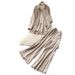 Women’s Oversized Blouse & Wide-Leg Pants Set – Autumn Casual Linen Two-Piece Outfit (6 Colors, One Size)_ecoleips.com