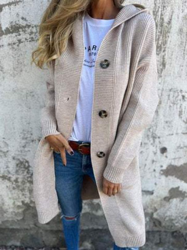 European And American Cross-Border Trade Women's Fashion Autumn Winter Sweater Cardigan Fashionable Long Pocket Button_ecoleips.com