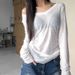 Summer American V-neck Long Sleeved T-shirt Women, Sun Protection Cover Up Lazy And Thin Air-conditioned Shirt, Paired_ecoleips.com