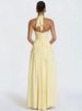 Mozision Halter Deep V Neck Sexy Maxi Dress Women Elegant Off-shoulder Sleeveless High Split Pleated Club Party Long Dress_ecoleips.com
