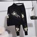 Floral Knit Sweater & Skinny Pants Set – Elegant Two-Piece Outfit (S-XL) | Korean-Inspired Chic_ecoleips.com
