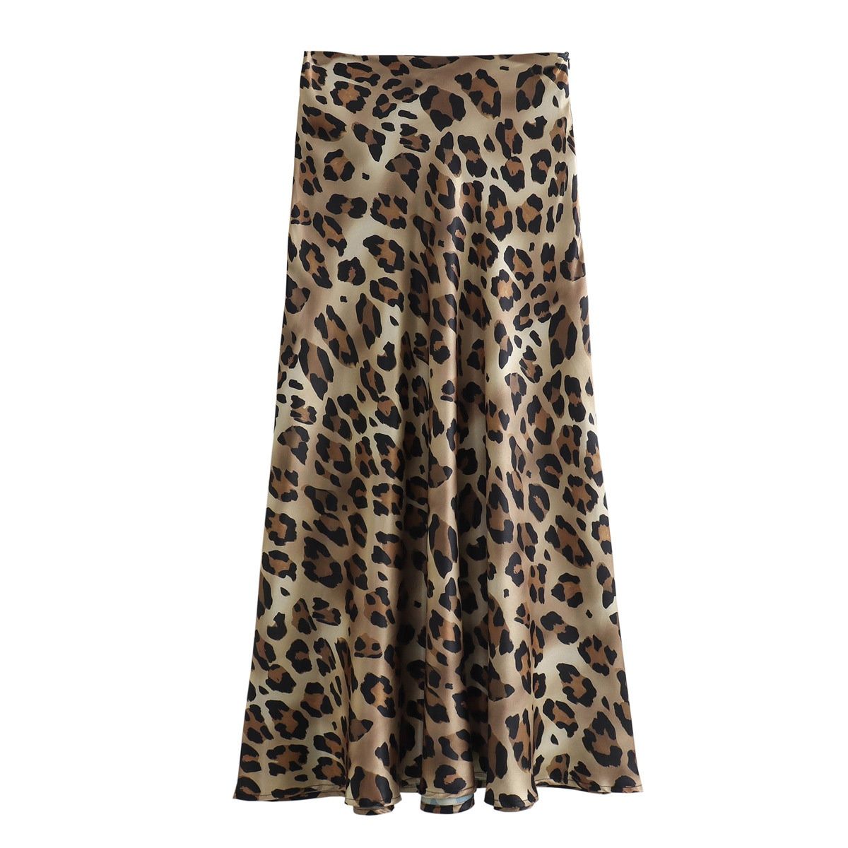 Aria Basics Aria Basics Cross-border Clothing Wholesale: Women's High-waisted Silk Satin Leopard Print Skirt, Wrinkle-resistant, European And_ecoleips.com