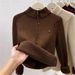 Women's Thickened Stand up Collar Half Open Zipper Fleece mid Neck Sweater Winter Style Inner Layer Knitwear Top_ecoleips.com