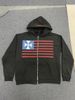 Women's Clothing High Street Unisex American Print Zip-Up Hoodie - Oversized Streetwear Pullover With Trendy Graphic & Comfort Fit (White, Black)_ecoleips.com